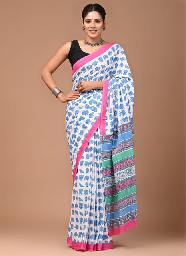 Cotton Multi Colour Casual Wear Printed Saree